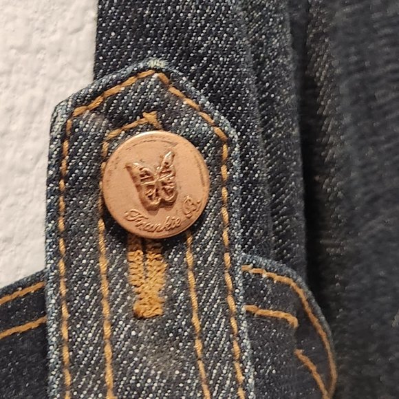 Original Vintage Limited Edition Frankie B Dark Wash Denim Dress Jumpsuit Size 2 - Picture 9 of 11